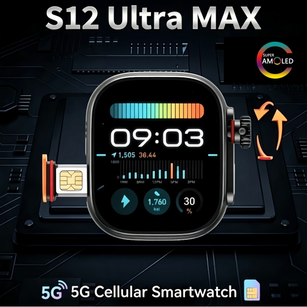 Fall Detection Watch - Montre connectée S12 Ultra MAX version